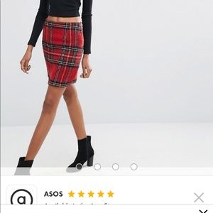 Tartan wool tall mini skirt